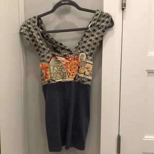 Helene Florence patterned cross-back tank top